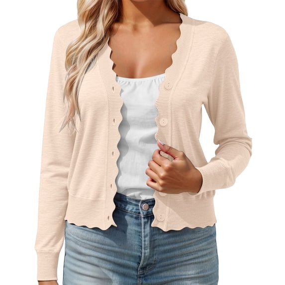 Light Sweaters for Women Women'S Long Sleeve V-Neck Button Down Cardigan Knit Shrugs Sweater Lightweight Summer Cardigan Beige Cardigan Women Fall Womens Clothes
