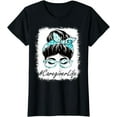 thumbnail image 1 of Womens Caregiver Messy Bun Bleached Appreciation World Health Day T-Shirt, 1 of 4