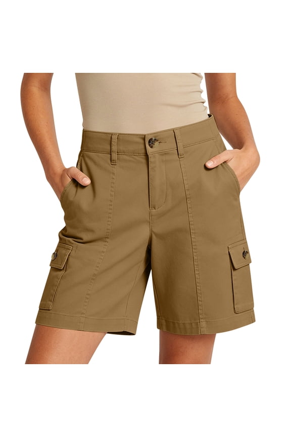 Womens Cargo Bermuda Shorts High Waisted Ripstop Button Shorts Outdoors Hiking with Pockets Brown XXL