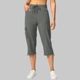 thumbnail image 1 of Womens Cargo Capri Pants Elastic Waist Side Drawstring Fitting Crop Hiking Pants Outdoor Summer Travel Trousers, 1 of 7