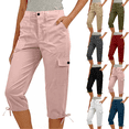thumbnail image 1 of Womens Cargo Capri Pants High Waist Pull On Lightweight Quick Dry Hiking Casual Summer Cropped Pants,Sizes S-2XL, 1 of 6