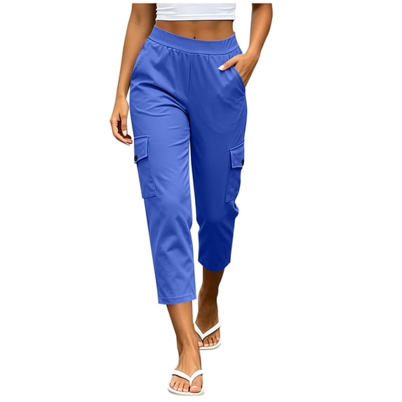 Womens Cargo Capris Fashion Lightweight Hiking Pant Quick Dry Outdoor Athletic Casual Pants with Pockets