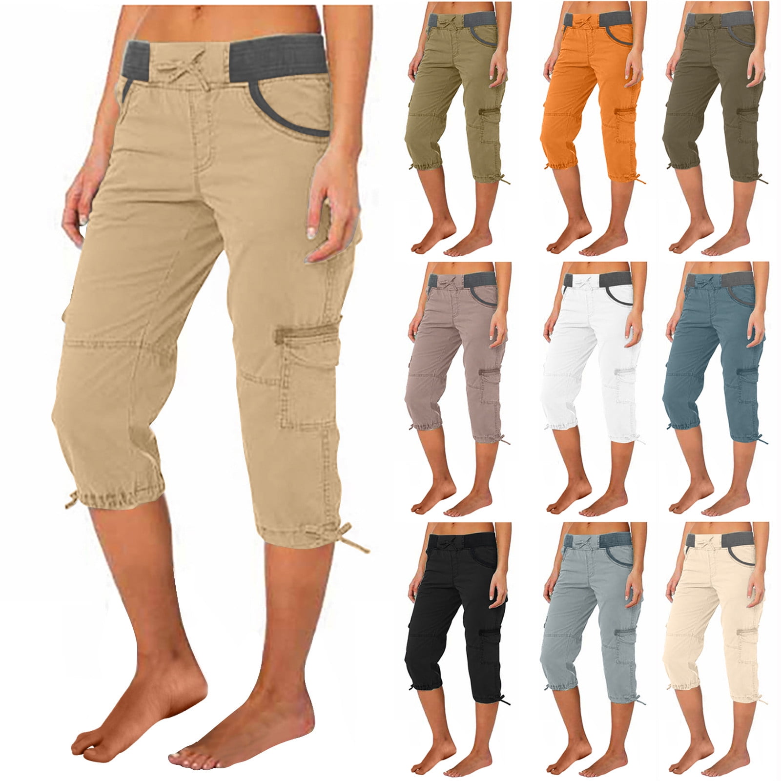 Womens Cargo Capris Hiking Pants Lightweight Quick Dry Outdoor Athletic  Capri Summer Casual Loose Travel Shorts with Pockets 