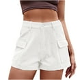 thumbnail image 1 of Womens Cargo Denim Shorts Loose Fit High Waisted Straight Leg Shorts Casual Work Lounge Shorts with Pockets, 1 of 4
