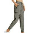 thumbnail image 1 of Womens Cargo Hiking Pants Elastic Waist Drawstring Joggers Lightweight Athletic Workout Casual Loose Trousers with Zipper Pockets,Brown,M, 1 of 5
