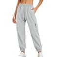 thumbnail image 1 of Womens Cargo Joggers Casual Pants with Multi-Pockets Women's Joggers,Drawstring, Solid Color, Elastic Waist, High Rise,Running,Yoga Gym,Workout Wear,Casual, 1 of 7