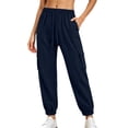 thumbnail image 1 of Womens Cargo Joggers Casual Pants with Multi-Pockets Women's Joggers,Drawstring, Solid Color, Elastic Waist, High Rise,Running,Yoga Gym,Workout Wear,Casual, 1 of 7