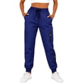 thumbnail image 1 of Womens Cargo Joggers with Multi Pockets Waffle Knit Drawstring Elastic High Waisted Jogging Active Pants (M, Blue), 1 of 8