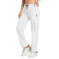 thumbnail image 1 of Womens Cargo Pants, Comdrip Womens High Waisted Wide Leg Cargo Pants with Pockets Baggy Stretchy Casual Hiking Pants Travel Trousers Streetwear Womens Work Pants White L, 1 of 8