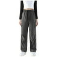 thumbnail image 1 of Womens Cargo Pants Elastic Waist Straight Leg Parachute Pants Pockets Baggy Plus Size Hiking Trousers Waterproof S-5XL, 1 of 6