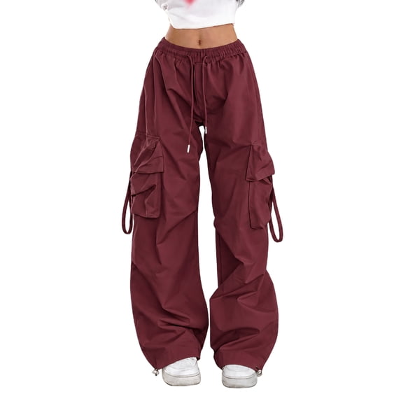 Womens Cargo Pants Elastic Wide Leg Baggy Pants Workout Sweatpants High Waisted Stretchy Casual Hiking Joggers 3XL