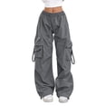 thumbnail image 1 of Womens Cargo Pants Elastic Wide Leg Baggy Pants Workout Sweatpants High Waisted Stretchy Casual Hiking Joggers XL, 1 of 4