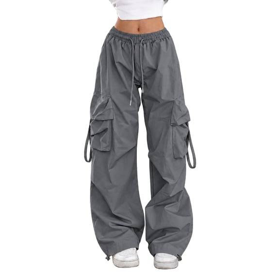 Womens Cargo Pants Elastic Wide Leg Baggy Pants Workout Sweatpants High Waisted Stretchy Casual Hiking Joggers XL