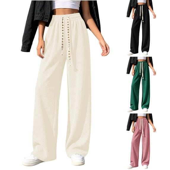 Womens Cargo Pants Fashion Women Casual High Waist Loose Straight Solid Pants Suit Wide Leg Pants Green Free Size