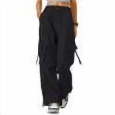 Womens Cargo Pants High Waisted Baggy Wide Leg Plus Size Parachute Pants with Pockets and drawstring Cargos Lightweight Trousers Y2K Black XXL