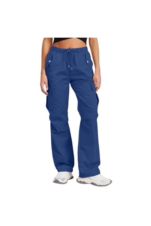 Womens Cargo Pants High Waisted Ripstop Waterproof Quick-Dry Parachute Pant Fishing Flexcamo Regular Hiking Pant Blue S
