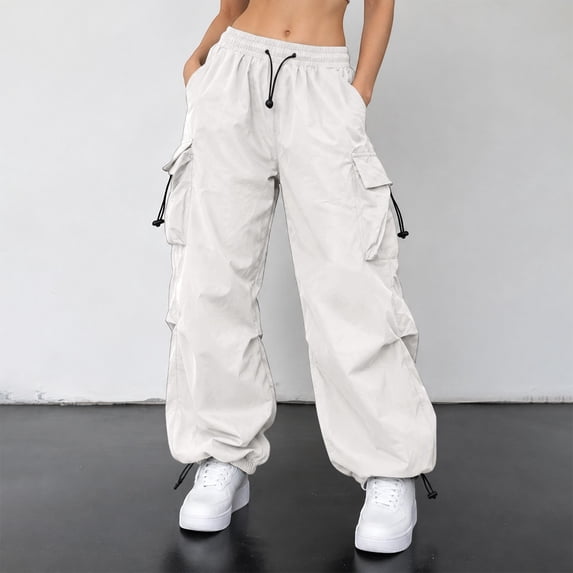 Womens Cargo Pants Lightweight Baggy Hiking Parachute Pant with Pockets Workout Athletic Casual Trouser Outdoor 2026