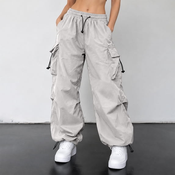 Womens Cargo Pants Lightweight Baggy Hiking Parachute Pant with Pockets Workout Athletic Casual Trouser Outdoor 2026
