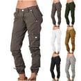 thumbnail image 1 of Womens Cargo Pants Plus Size Casual Cargo Pants Hippie Punk Trousers Streetwear Jogger with Pocket Loose Long Pants Khaki XL, 1 of 6