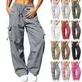 thumbnail image 1 of Womens Cargo Pants with Pockets Outdoor Casual | Durable & breathable, workout cargos, stretch sweatpants, drawstring elastic waist, hiking, outdoor, running, 1 of 7