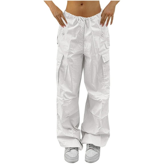 Womens Cargo Pants Sevevn Women's Cargo Pants Drawstring Low Rise Baggy Joggers Sweatpants Wide Leg Pants
