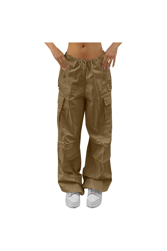 Womens Cargo Pants Sevevn Women's Cargo Pants Drawstring Low Rise Baggy Joggers Sweatpants Wide Leg Pants
