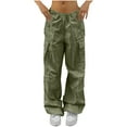 thumbnail image 1 of Womens Cargo Pants Sevevn Women's Cargo Pants Drawstring Low Rise Baggy Joggers Sweatpants Wide Leg Pants, 1 of 8