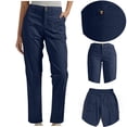 thumbnail image 1 of Womens Cargo Pants Stretch Cotton Zip Button Closure Outdoor Hiking Casual Dress Work Long Trouser with Pockets (XL, Navy), 1 of 8