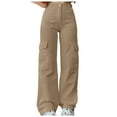 thumbnail image 1 of Womens Cargo Pants Wear Multi Waist Three Pocket Trousers Waist Cargo Pants Casual Pants, 1 of 6