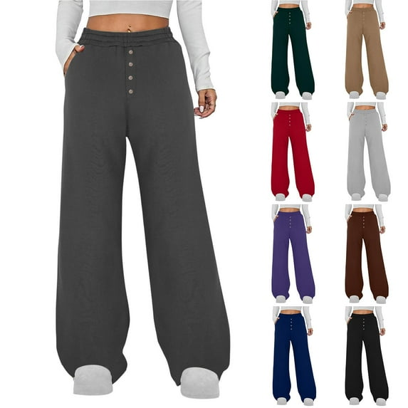 Womens Cargo Pants with Pocket Plus Size Womens Solid Color Wide-leg Loose Straight Sweatpants With Pockets Army Green XXL