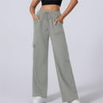 thumbnail image 1 of Womens Cargo Pants with Pockets New Straight Tube Solid Color Multi Pocket High Waisted Drawstring Work Sweatpants Pants Fall Pants, 1 of 8