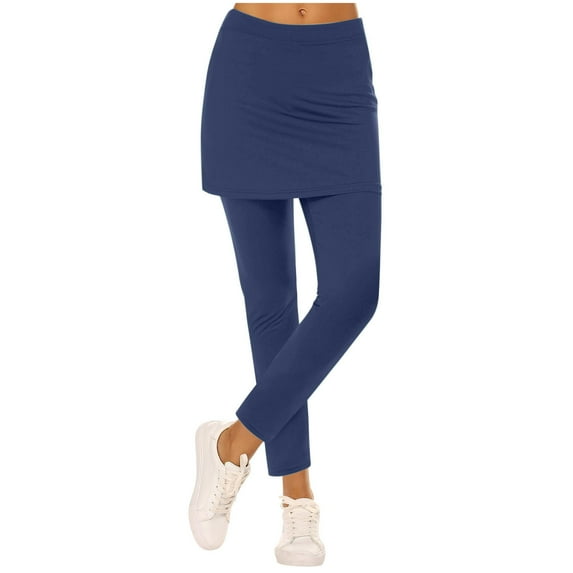 Womens Cargo Pants with Pockets Womens Leggings with Skirt Tennis Skirted Leggings Stretchy Athletic Yoga Pants Navy XL