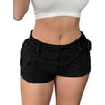 thumbnail image 1 of Womens Cargo Shorts Elastic Shorts Y2k Slim Fit Cargo Shorts for Harajuku Streetwear Black XXL, 1 of 3