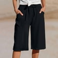 thumbnail image 1 of Womens Cargo Shorts Knee Length Athletic Shorts Summer Lightweight Workout Bottom Elastic Waist with Drawstring Pockets for Beach Vacation, 1 of 7
