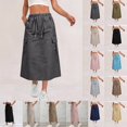 thumbnail image 1 of Womens Cargo Skirt High Waisted Drawstring Quick Dry Maxi Skirt Trendy Back Slit A Line Long Skirts Summer Skirts Dark Gray S, 1 of 9