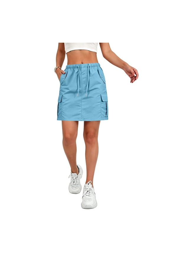 Womens Cargo Skort Skirt Drawstring Stretchy Summer Skirts with 4 Pockets Golf Travel Hiking Skorts M