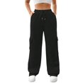 thumbnail image 1 of Womens Cargo Sweatpants Baggy Fleece High Waisted Joggers Sweat Pants Athletic Pants Black S, 1 of 8