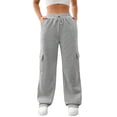 thumbnail image 1 of Womens Cargo Sweatpants Baggy Fleece High Waisted Joggers Sweat Pants Athletic Pants Light Gray S, 1 of 8