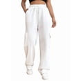 thumbnail image 1 of Womens Cargo Sweatpants Baggy Fleece High Waisted Joggers Sweat Pants Athletic Pants White M, 1 of 8