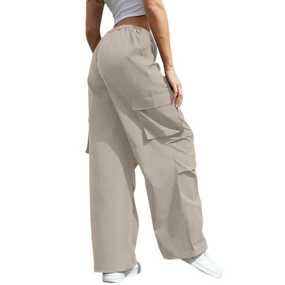 Womens Cargo Sweatpants Oversized Fleece Joggers Baggy Athletic Pants with Pocket Khaki S