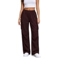 thumbnail image 1 of Womens Cargo Sweatpants Ruched High Waisted Sweat Pants Athletic Solid Color Casual Wide Leg Joggers Loose Fall Pants with Pockets, 1 of 7