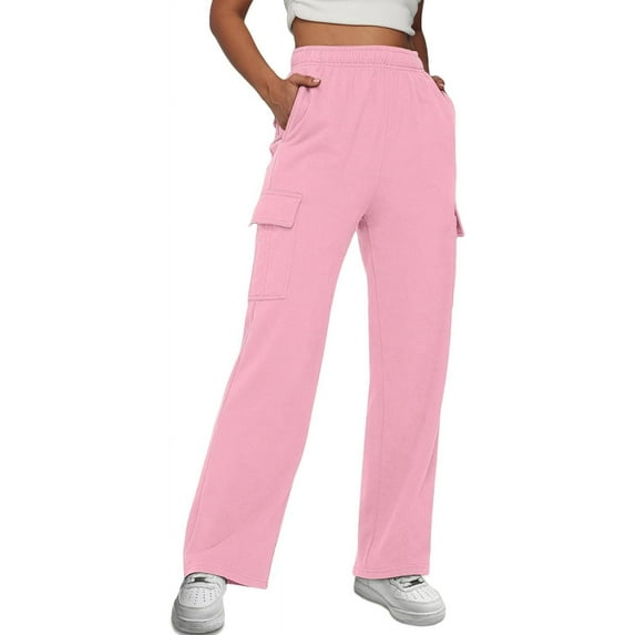 Womens Cargo Sweatpants Wide Leg Baggy Fleece High Waisted Sweats Pants Athletic Trousers with Pockets 2023