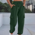 thumbnail image 1 of Womens Cargo Sweatpants Wide Leg Jogger Pants Drawstring Elastic Baggy Running Trousers with Pockets Fall Clothes High Waisted Dress Pants for Lady Green XXL, 1 of 6