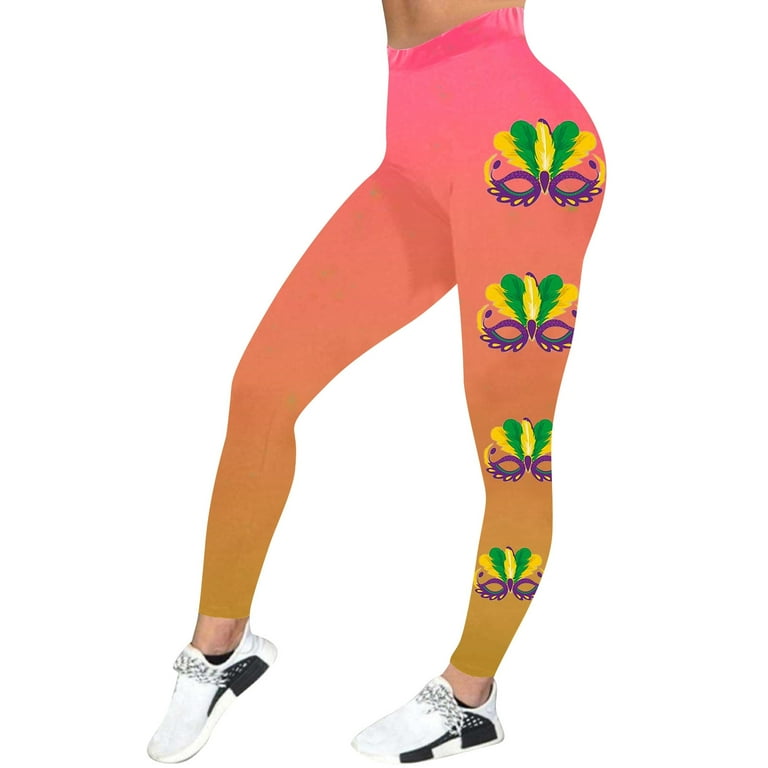 Womens Carnival Colorful Printing Feather Casual Tight Butt Lifting Leggings Pants