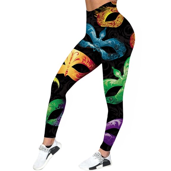 Womens Carnival Colorful Printing Feather Casual Tight Lifting Leggings Pants