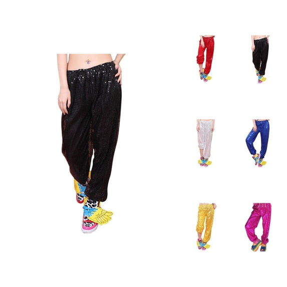 Womens Carnival Glitter Sequin Jogger Pants â Fit Casual Party Disco Hiphop Dance Trousers, Sparkle Sweatpants Streetwear