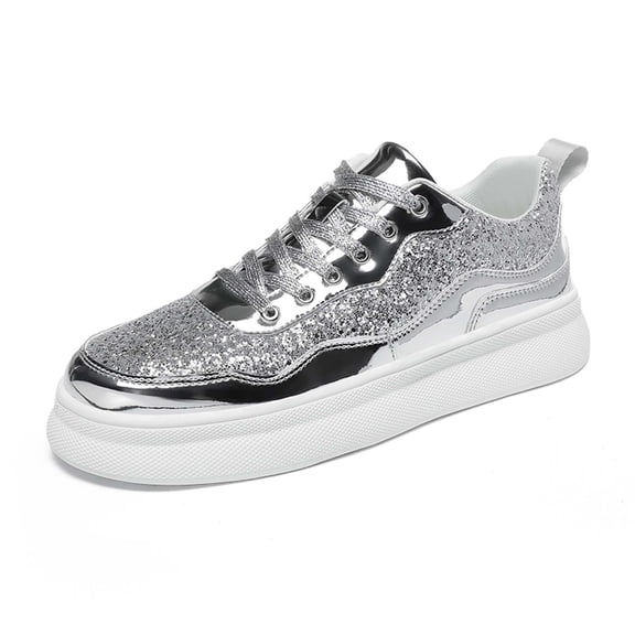 Womens Carnival Shoes Glittery Round Toe Platform Casual Footwear Glossy Finish Appeal Shoes