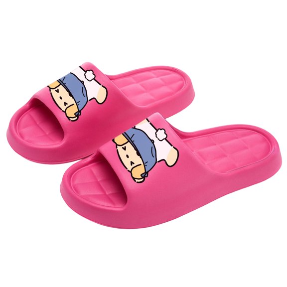 Womens Cartoon Slide Sandals Cute EVA Foam Thick Sole Platform Comfortable Funny Face Summer Beach Pool Shower Slippers Hot Pink,Size 3.5-5
