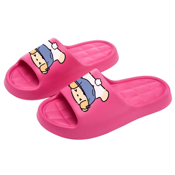 Womens Cartoon Slide Sandals Cute EVA Foam Thick Sole Platform Comfortable Funny Face Summer Beach Pool Shower Slippers Hot Pink,Size 4.5-6