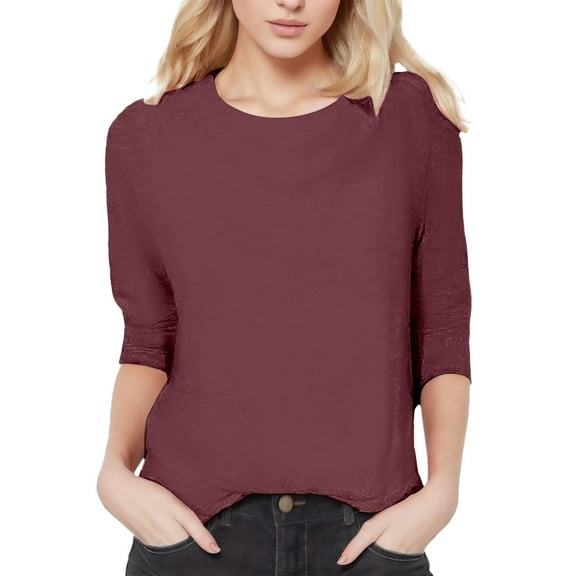 Womens Casual 3/4 Sleeve T-Shirts Cute Loose Fit Basic Tunic Tops Round Neck Dressy Fall Fashion Business Tees